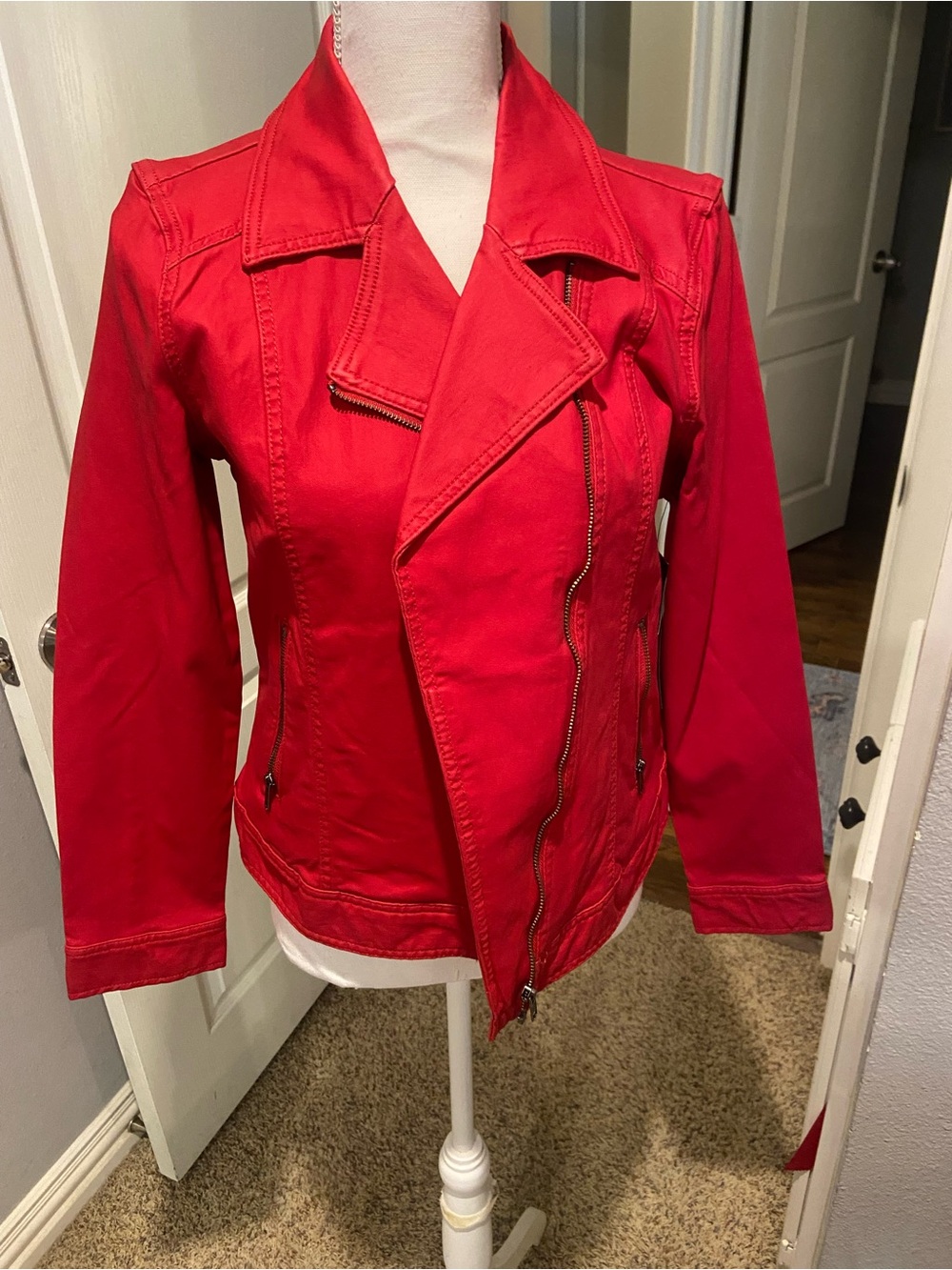 Liverpool Red Women's Moto-Style Zip Jacket